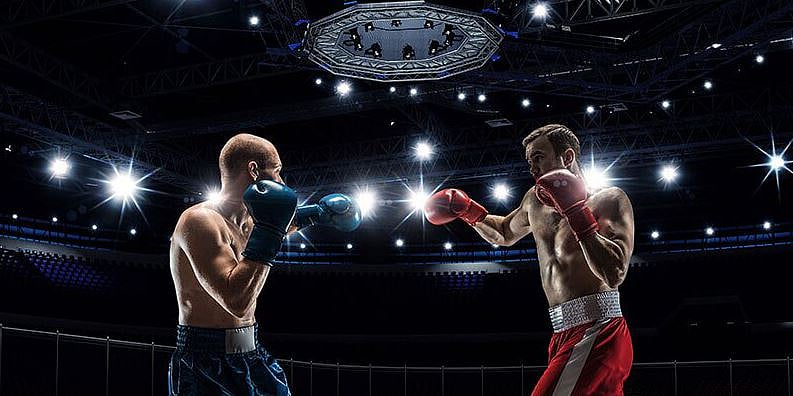 Two men are boxing