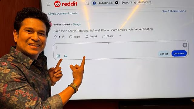 Reddit screengrab : Sachin Tendulkar's funny repartee instantly resonated with Indian cricket fans and the broader online community.