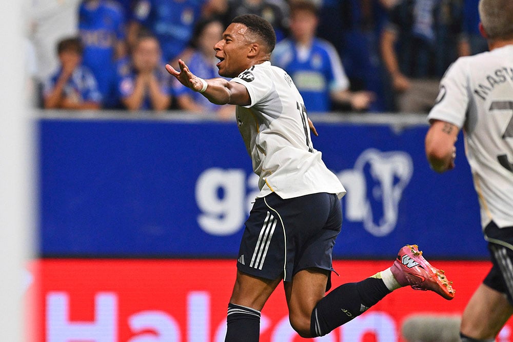 Spain soccer La liga Real Oviedo vs Real Madrid match photos_Kylian Mbappe
