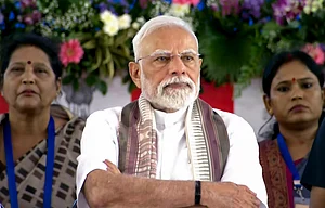 PTI : Prime Minister Narendra Modi waved a gamcha at a bridge inauguration in Bihar