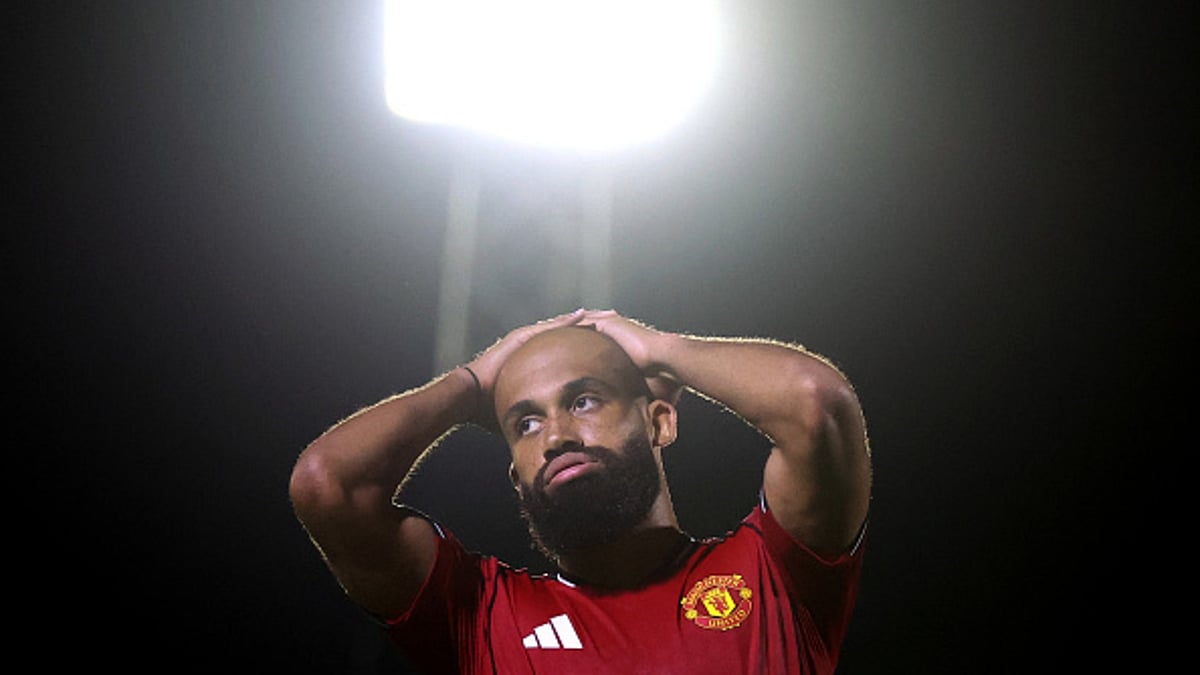 Grimsby Town vs Manchester United, EFL Cup 2025-26: Bryan Mbeumo reacts after the loss. - null