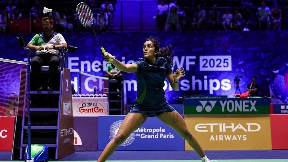 X : PV Sindhu in action at the BWF World C'ships 2025.