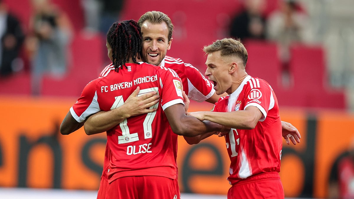 Bayern Munich celebrate Michael Olise's winner