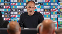 England Vs Argentina: Thomas Tuchel Explains Defensive Changes After Team's Painful World Cup Exit | Photo: AP/Kin Cheung : England men's soccer team head coach Thomas Tuchel, attends the news conference in London, Friday, Aug. 29, 2025 ahead of England's soccer World Cup qualifiers against Andorra and Serbia.