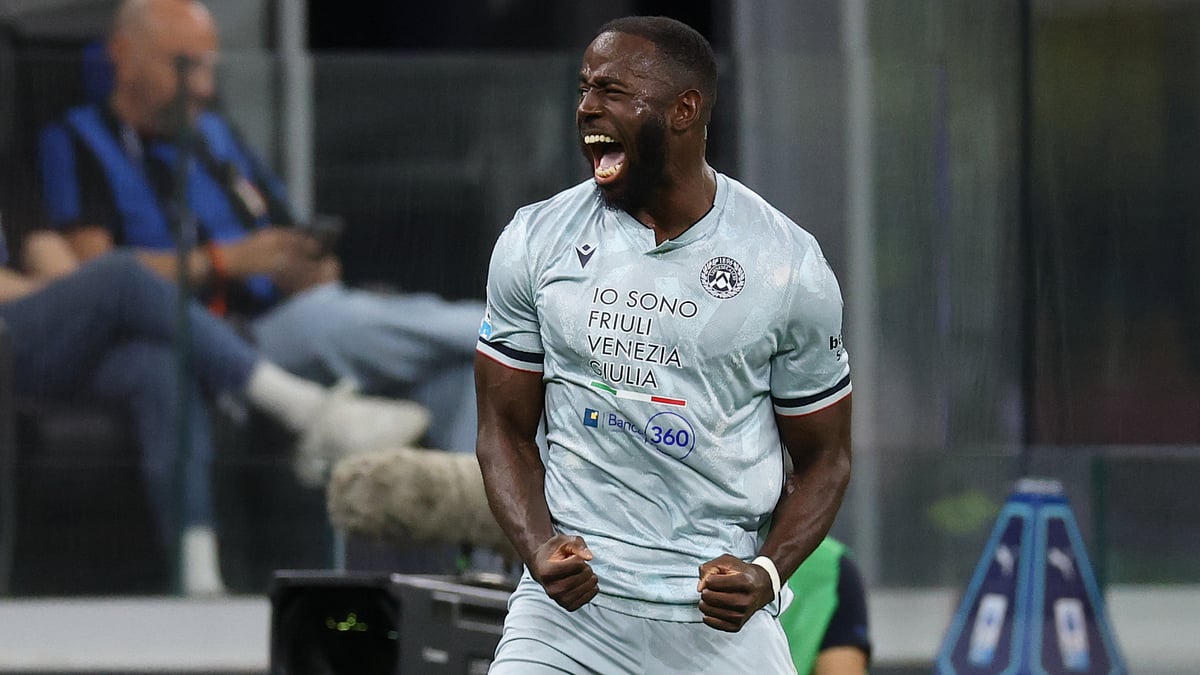 Keinan Davis celebrates after scoring against Inter Milan.