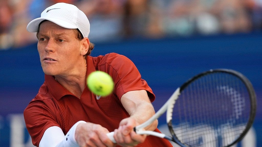 AP : Jannik Sinner in action during the US Open 2025 Round Of 16 match