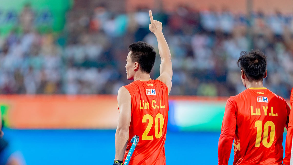 Hockey India : China Vs Japan Highlights, Hockey Asia Cup 2025: Chinese player celebrating his team's goal.