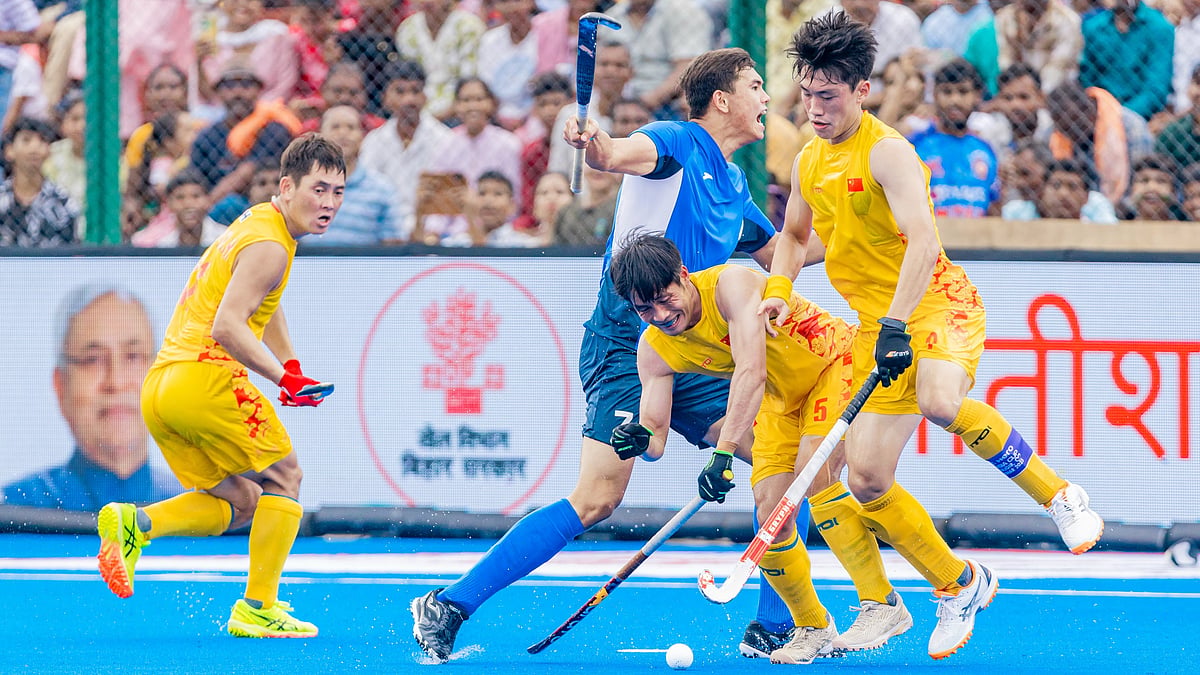 | Photo: X/asia_hockey : China national team players in action against Kazakhstan in the Hockey Asia Cup 2025.