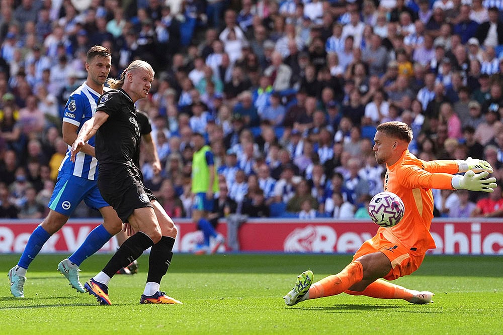 Britain Soccer Premier League 2025-26 Brighton vs Manchester City_Erling Haaland