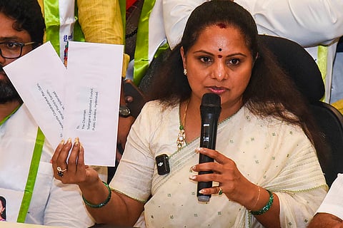 K Kavitha press conference in Hyderabad 