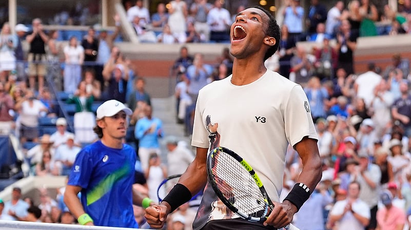 Felix Auger-Aliassime vs Alex de Minaur, US Open 2025 mens singles quarter-final AP Photo