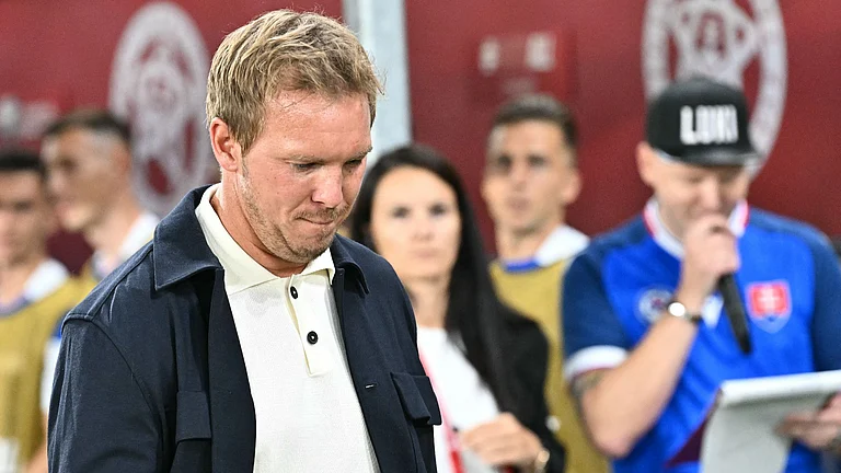 Julian Nagelsmann cut a frustrated figure during Germany's defeat by Slovakia. - null