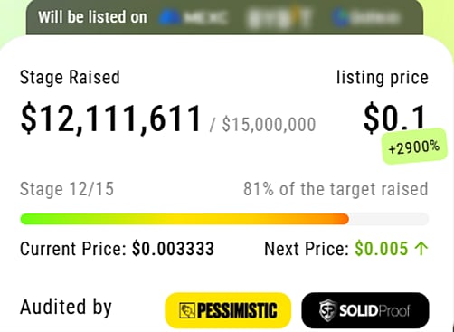 XYZVerse Presale price listing