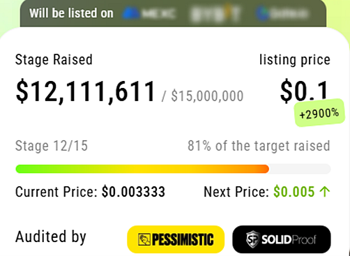 XYZVerse Presale price listing