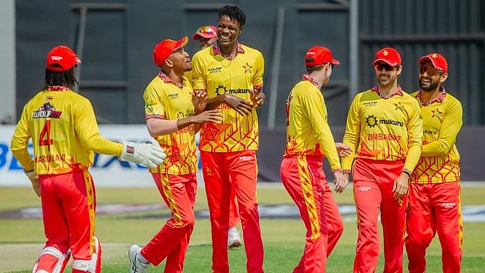 X/ZimCricketv : Zimbabwe deliver a dominant bowling display. Brad Evans and skipper Sikandar Raza picked three wickets each, while Blessing Muzarabani chipped in with two.