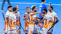 India 1-1 Pakistan LIVE Score, FIH Pro League 2025-26: Sukhjeet's Deflection Brings IND Back Level Hockey India : India 1-1 Pakistan LIVE Score, FIH Pro League 2025-26: Indian players celebrating a goal.