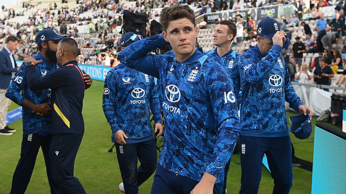 Jacob Bethell looks on after England's victory over South Africa in the third ODI.