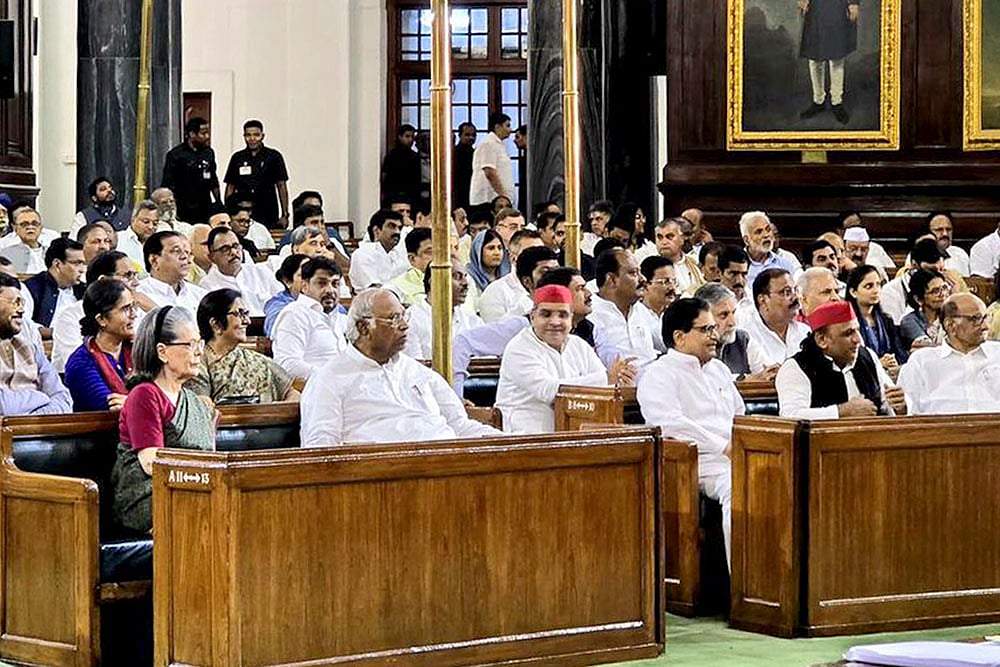 Opposition party MPs meeting - | Photo: @INCIndia/X via PTI; Representative image