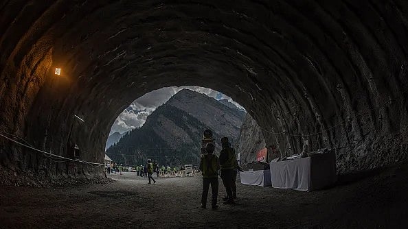 The under construction Zojila tunnel on September 28, 2021.  - null