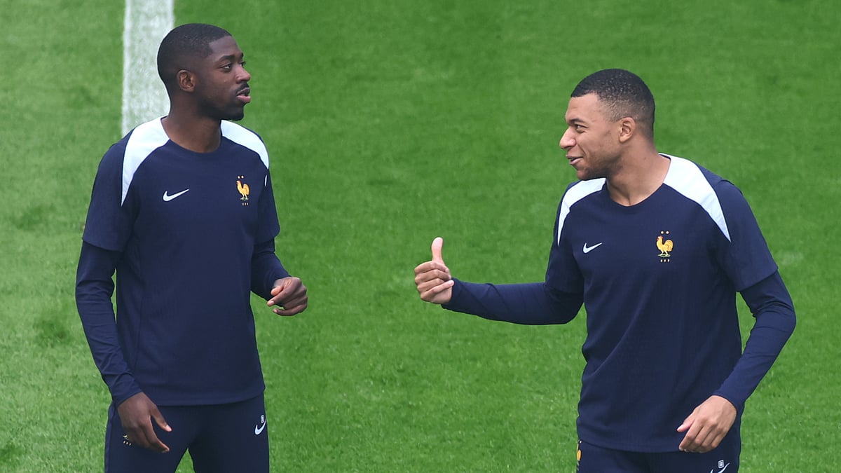 Ousmane Dembele and Kylian Mbappe on international duty with France - null