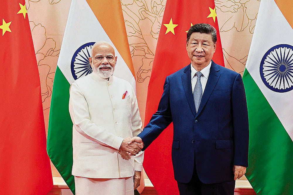 | Photo: AP : At the SCO Summit: Indian PM Narendra Modi (left) and Chinese President Xi Jinping (right)  at the Shanghai Cooperation Organisation summit in Tianjin, China, on August 31, 2025