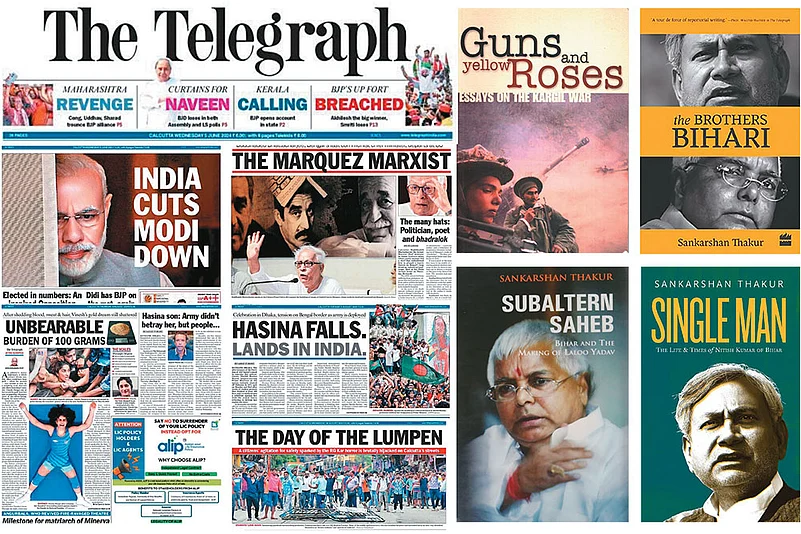 Some of Sankarshan Thakur’s memorable headlines from The Telegraph and a few of his book covers