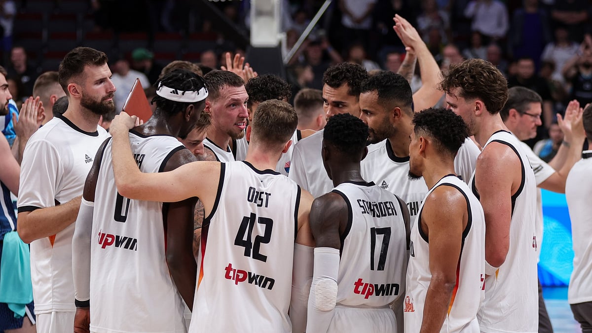 Germany celebrate EuroBasket quarter-final win over Slovenia