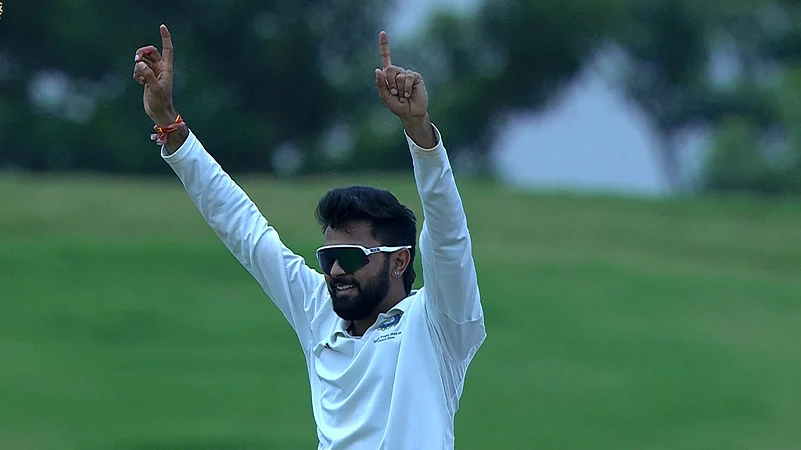 Saransh Jain, all rounder from MP, during Duleep Trophy final