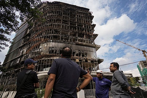 Aftermath of Nepal's protests: Charred Hilton Hotel 