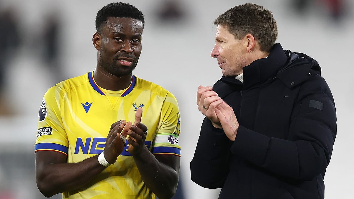 File : File photo of Crystal Palace defender Marc Guehi and manager Oliver Glasner.
