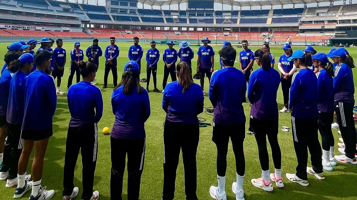 X/BCCI : The India women's cricket team in training.
