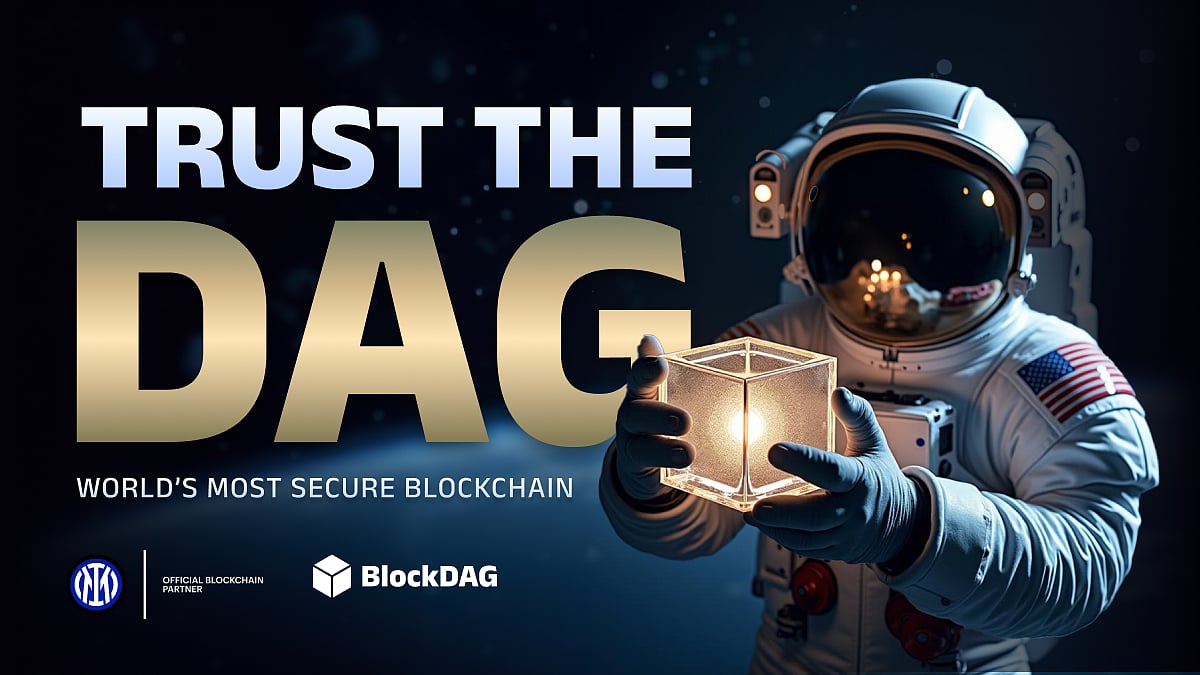 A graphic with an astronaut holding a glowing cube, with the text TRUST THE DAG.