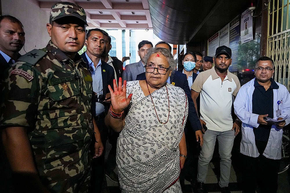 Nepal PM visits a hospital in Kathamandu