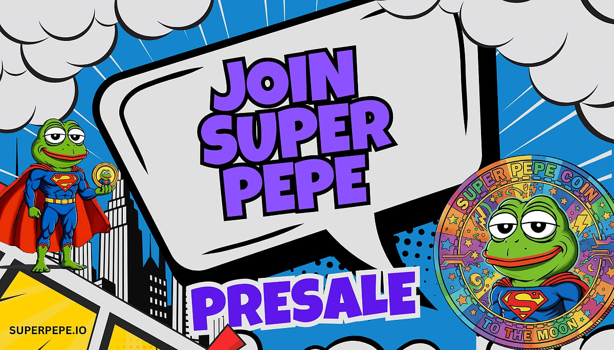 Super Pepe presale advertisement in comic book style.