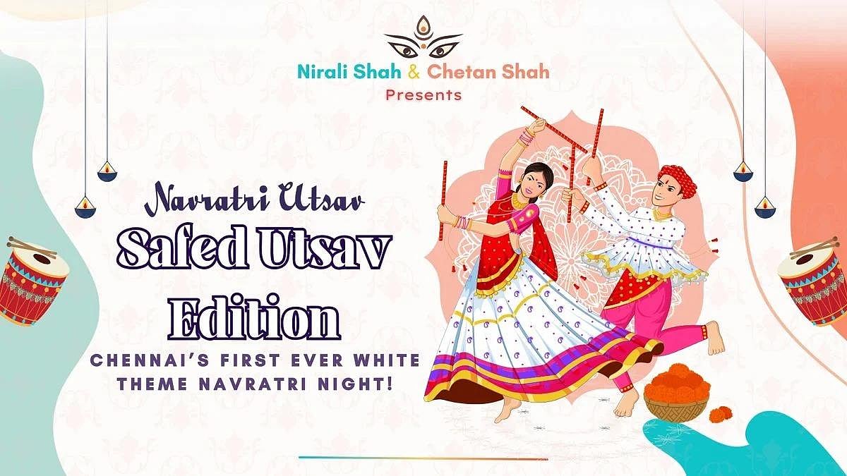 Navratri Safed Utsav poster for Chennais first white-theme Garba night.