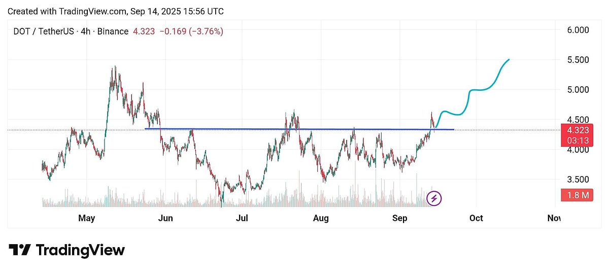 Polkadots chart showing price movement