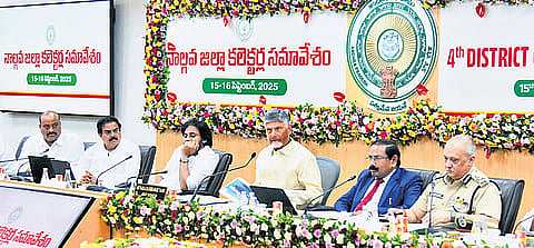 Andhra Pradesh Chief Minister N. Chandrababu Naidu at collectors conference in Velagapudi