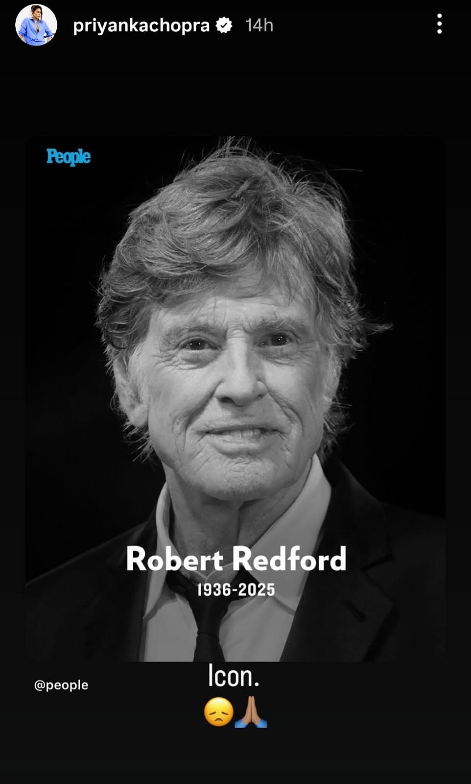 Priyanka Chopras post on Robert Redford