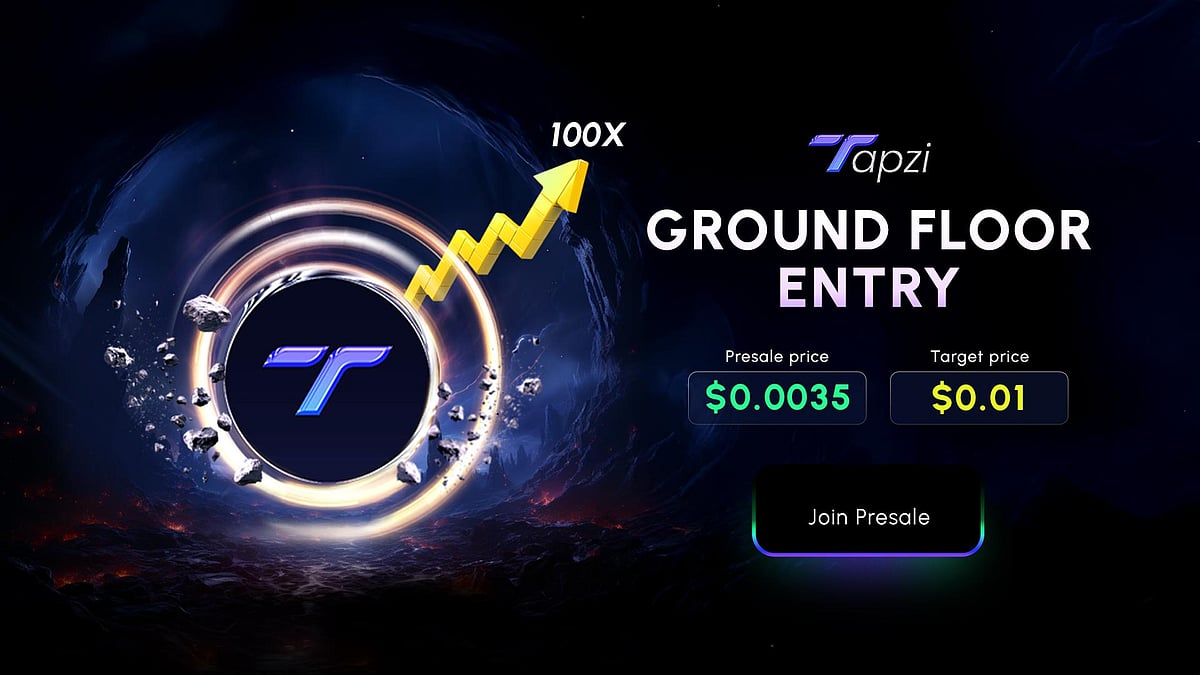 Tapzi coin presale ad with price growth chart