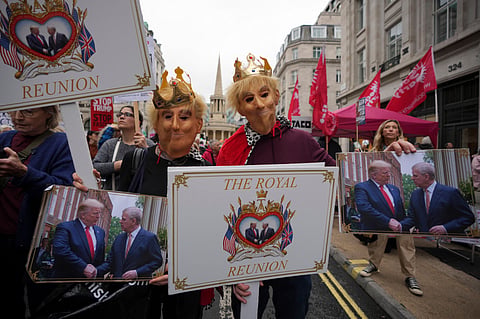 Protests in UK upon the arrival of US President Donald Trump and First Lady Melania Trump