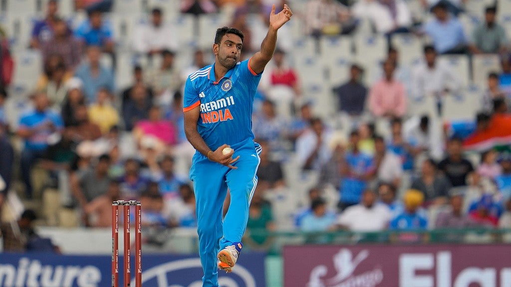 AP : File photo of Ravichandran Ashwin playing for India in white-ball cricket.