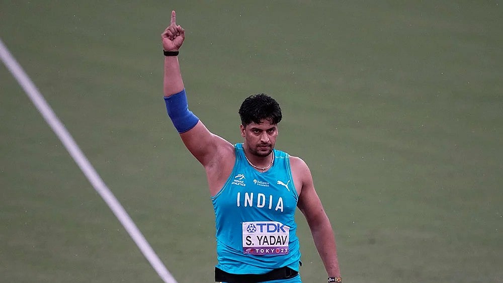 | Photo: AP/Louise Delmotte : World Athletics Championships: Sachin Yadav in action