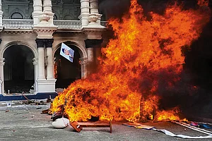| Photo: AP : Anger Against the Establishment: A snapshot of the revolt in Kathmandu, Nepal, on September 9, 2025