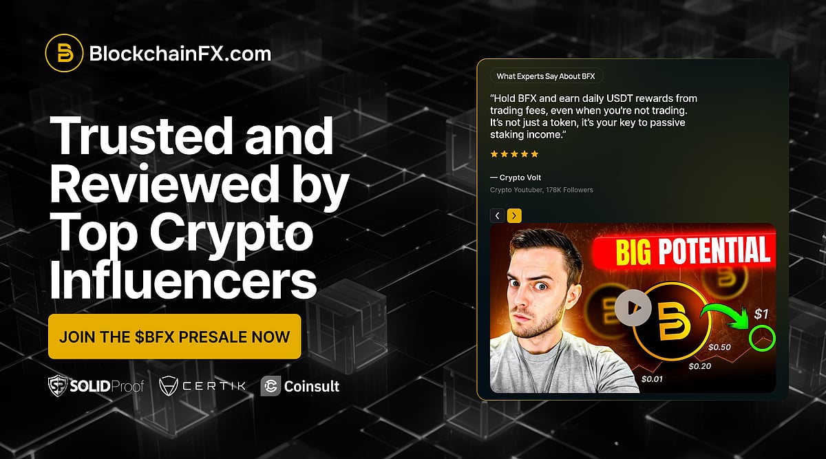 A crypto influencer, advertising the SBFX presale (Trusted and Reviewed by Top Crypto Influencers)