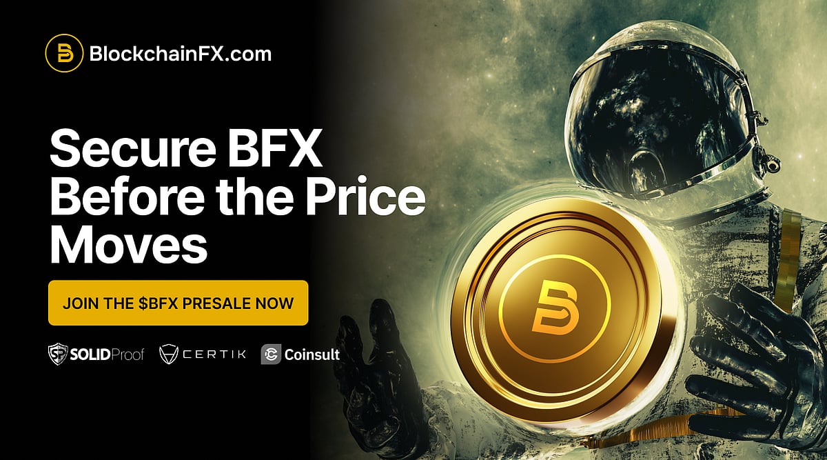 BlockchainFX.com ad promoting BFX token presale.