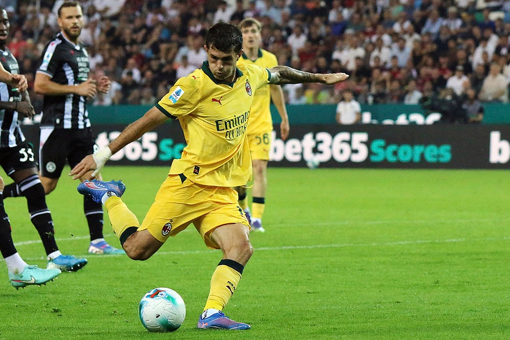 Italy Soccer Serie A 2025-26 Udinese Vs AC Milan match pics_  Christian Pulisic