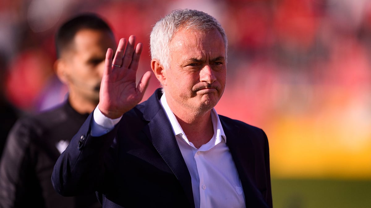 Jose Mourinho on the touchlines during the Primeira Liga match between AVS and Benfica.