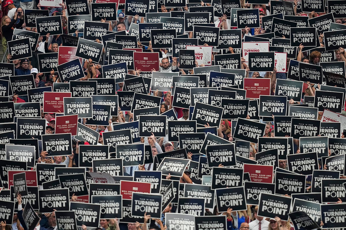 John Locher : People attending Charlie Kirk's Funeral |
