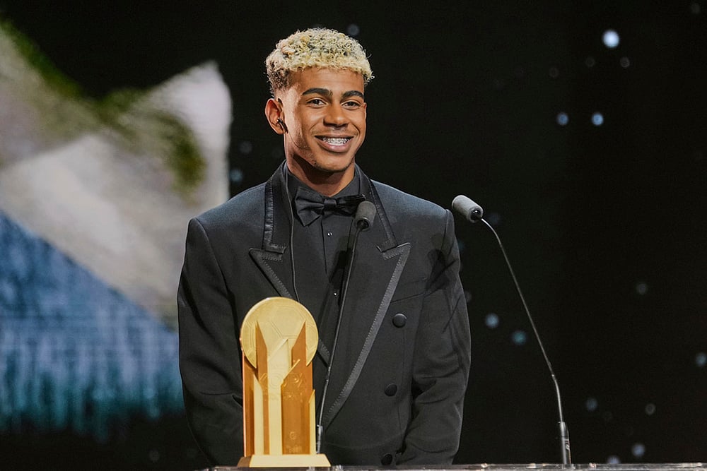 France Soccer Golden Ball Award _ 69th Ballon dOr awards ceremony photos_Lamine Yamal 