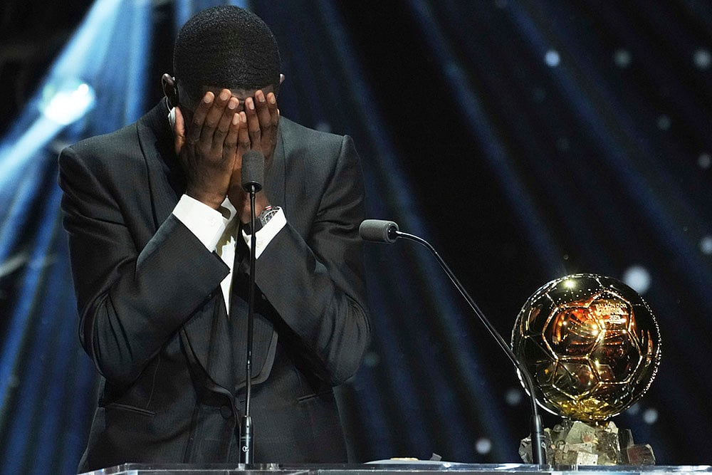 France Soccer Golden Ball Award _ 69th Ballon dOr awards ceremony photos_PSGs Ousmane Dembélé